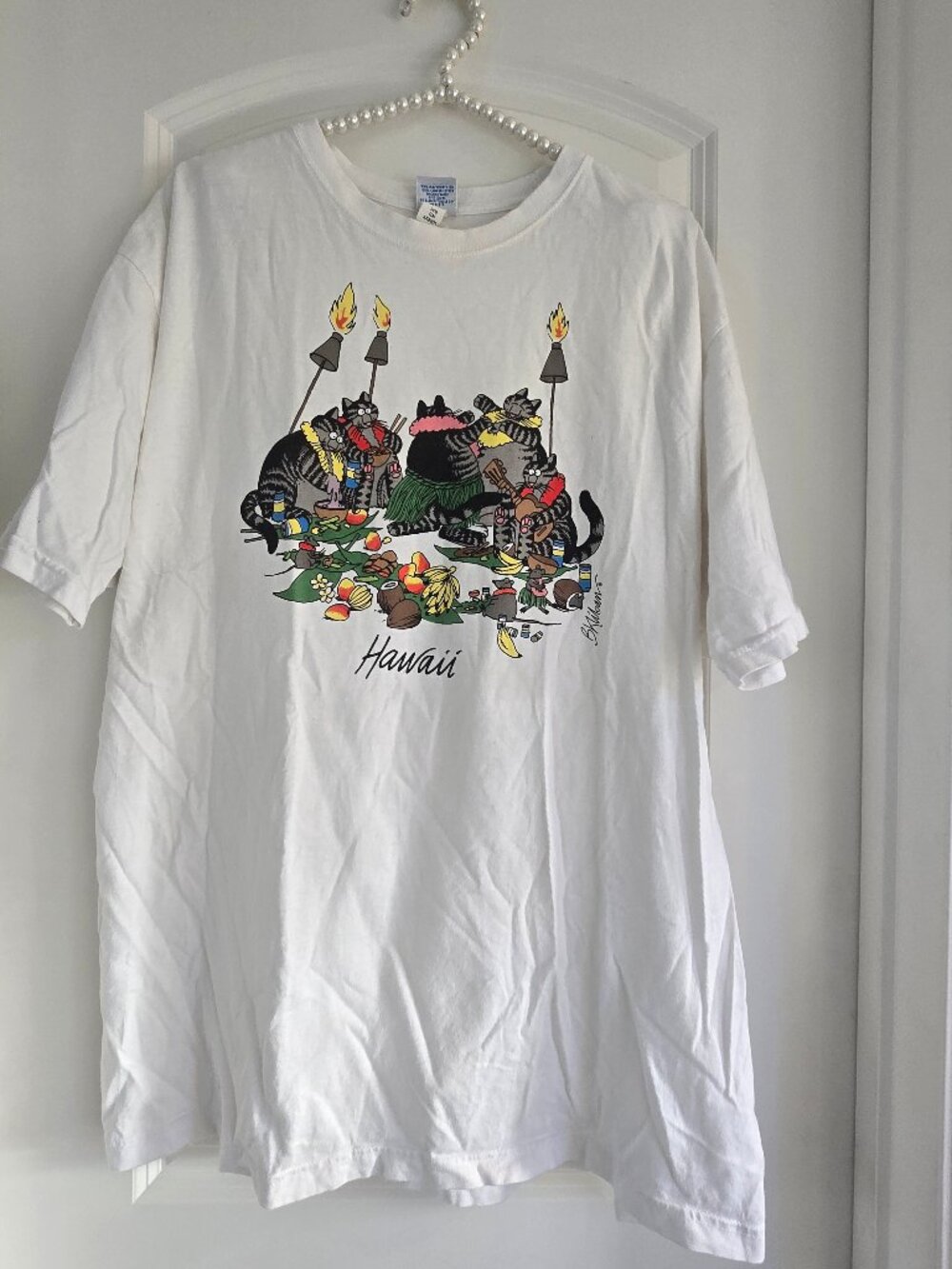 Vintage Crazy Shirts Hawaii 80's Kliban Kitten Basket Shirt Size Large